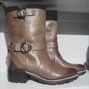 Vince Camuto Kerivini Leather Moto Boot - Taupe.